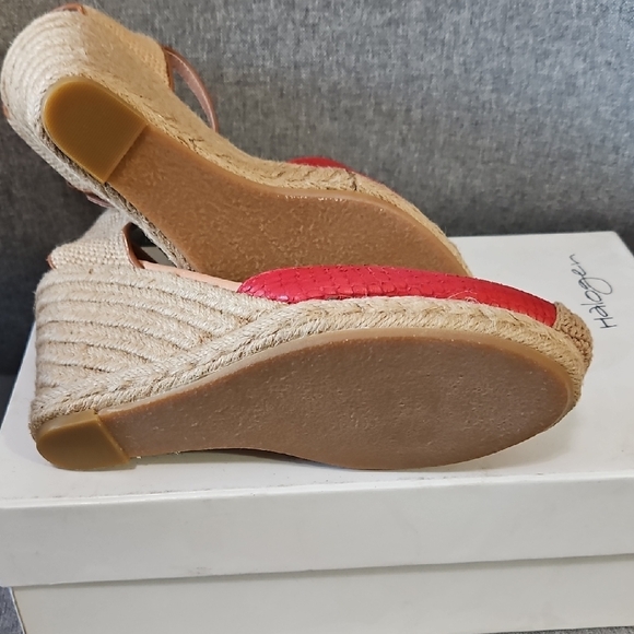 Halogen Red Espadrille Wedge Sandals with Tan Ankle Strap Never Worn Size 6.5M - Picture 6 of 12